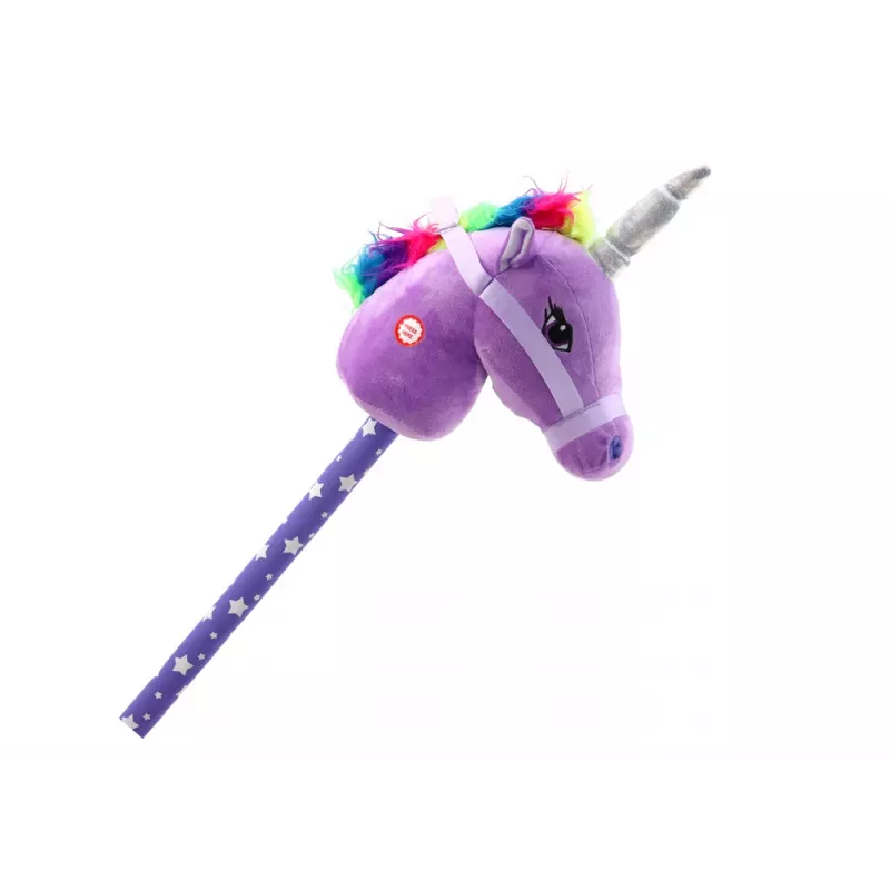 LEAN TOYS Pluszowa Głowa Jednorożca na Patyku Kijanka Fioletowy Jednorożec Dźwięki