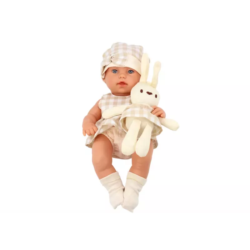 LEAN TOYS Lalka bobas w nosidełku z króliczym strojem, beżowy