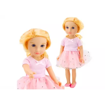 Lalka LEAN TOYS w sukience z tiulem, różowa, blond włosy