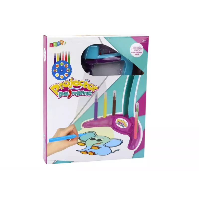 LEAN TOYS Projektor do Rysowania 3 Wymienne Dyski Długopisy Fioletowy