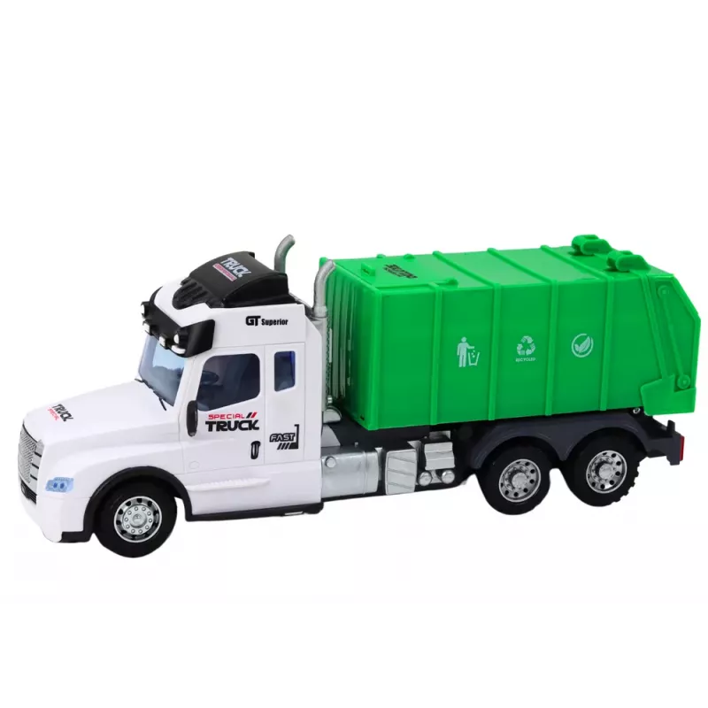 LEAN TOYS Zdalnie Sterowana Śmieciarka RC Zielona Światła Dźwięki