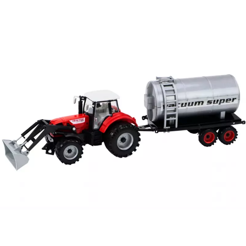 LEAN TOYS Ciągnik Rolniczy z Koparką i Cysterną Czerwony