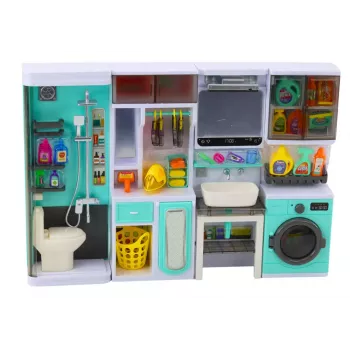 LEAN TOYS Zestaw Łazienkowy 4w1 Prysznic Toaleta Pralka Akcesoria