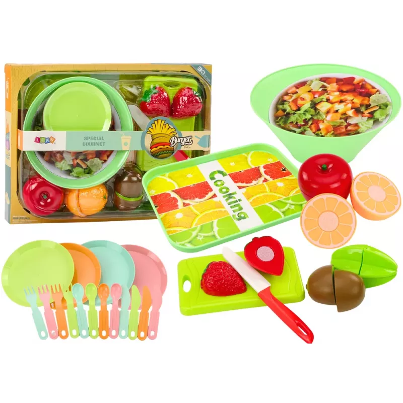 LEAN TOYS Zestaw do krojenia owoców Sałatka Sztućce Taca Artykuły spożywcze 25 szt.