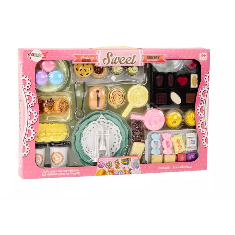 LEAN TOYS Zestaw Kawiarnia Cukiernia Słodycze Figurki Ciasto Kawowe 50 Elementów