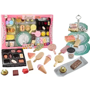LEAN TOYS Zestaw Kawiarnia Cukiernia Słodycze Figurki Ciasto Kawowe 50 Elementów