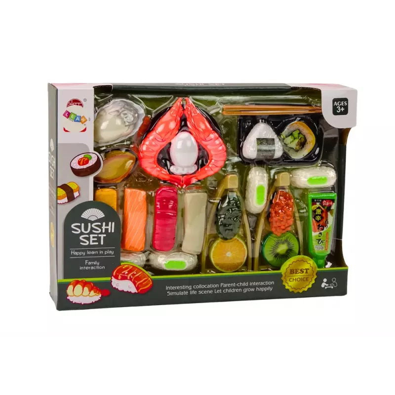 LEAN TOYS Zestaw do zabawy Sushi, Akcesoria z krewetkami dla dzieci, 24 elementy