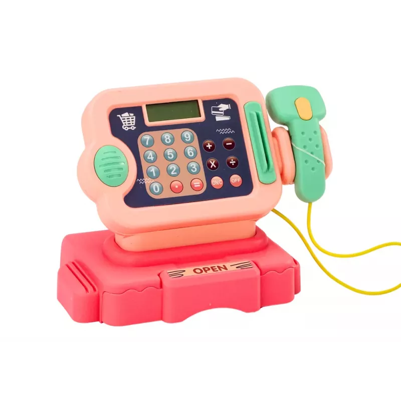 LEAN TOYS Kasa Sklepowa Nauka Liczenia Monet Wózek Zakupowy Światła Dźwięki Różowy