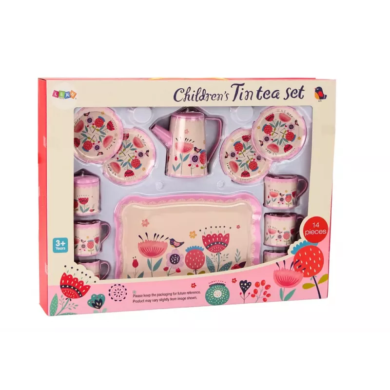 LEAN TOYS Zestaw Kawowo-Herbaciany Kubki Czajnik Taca Różowa Kawiarnia 12 szt.