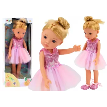 LEAN TOYS Różowa Lalka Balerina 33cm z Sukienką, Baletkami, Tiara