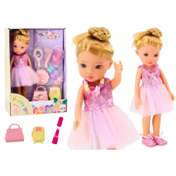 LEAN TOYS Lalka Balerina Różowy Zestaw Sukienka i Akcesoria Baletowe