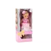 LEAN TOYS Lalka Różowa Sukienka Długie Włosy Wsuwki Szczotka 38cm