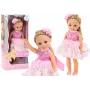 LEAN TOYS Lalka Różowa Sukienka Długie Włosy Wsuwki Szczotka 38cm
