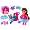 LEAN TOYS Lalka z psami, domek dla psa, akcesoria, różowy szczeniak, 16 szt.