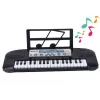 LEAN TOYS Pianino elektryczne dla dzieci z mikrofonem i stojakiem 37 klawiszy Melodie Czarny