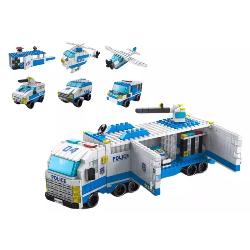 LEAN TOYS Policyjny Zestaw Konstrukcyjny 6w1 Pojazdy Policyjne 1000szt