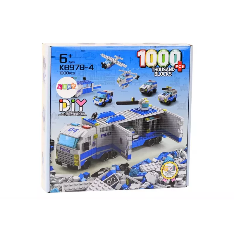 LEAN TOYS Policyjny Zestaw Konstrukcyjny 6w1 Pojazdy Policyjne 1000szt