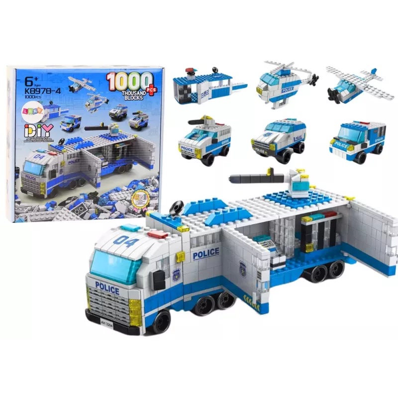LEAN TOYS Policyjny Zestaw Konstrukcyjny 6w1 Pojazdy Policyjne 1000szt