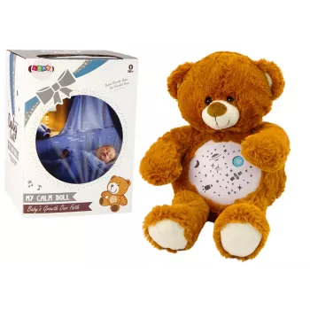 LEAN TOYS Miś Pluszowy z Dźwiękami i Światłem, Tryb Nocny i Dzienny, Brązowy