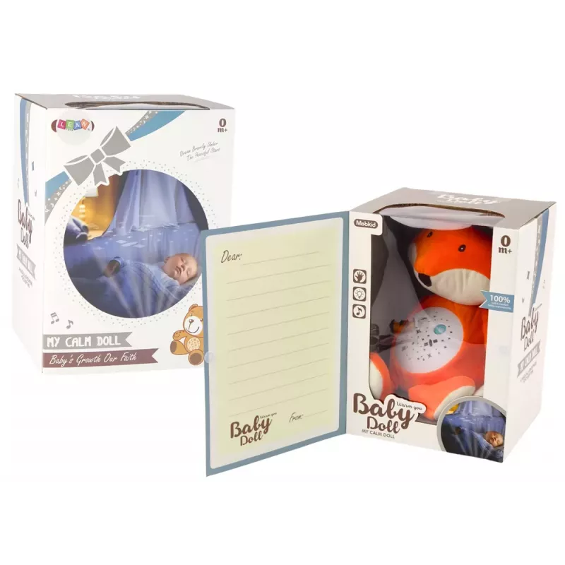 LEAN TOYS Pluszowy Miś z Lampką i Dźwiękami, Tryb Nocny i Dzienne, Lis