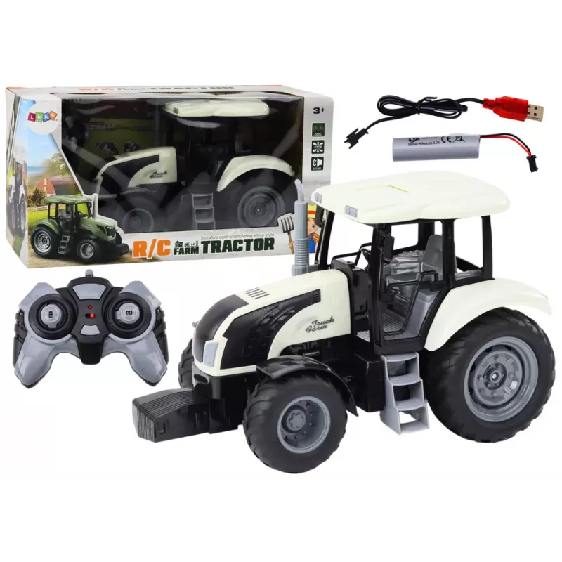 LEAN TOYS Zdalnie Sterowany Ciągnik RC 2.4G Dźwięki Biały