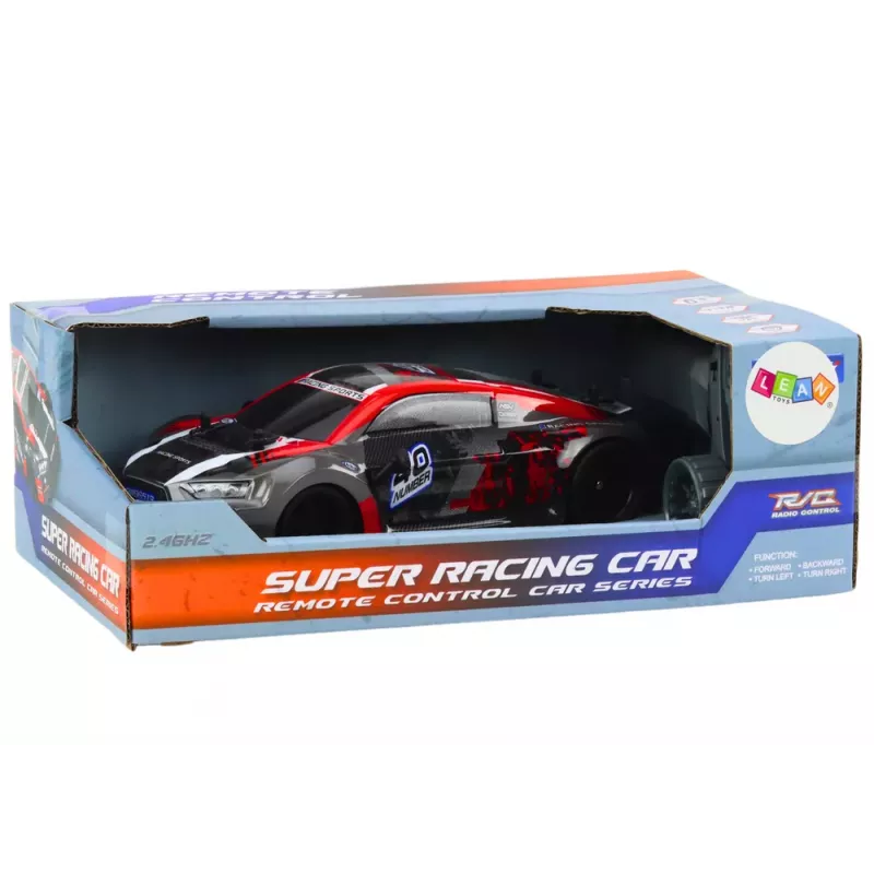 LEAN TOYS RC Samochód Zdalnie Sterowany 1:18 Gumowe Koła Drift Czerwony