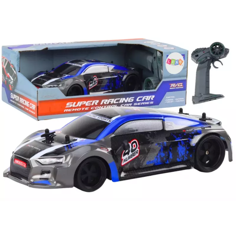 LEAN TOYS RC Samochód Zdalnie Sterowany 1:18 Gumowe Koła Drift Niebieski