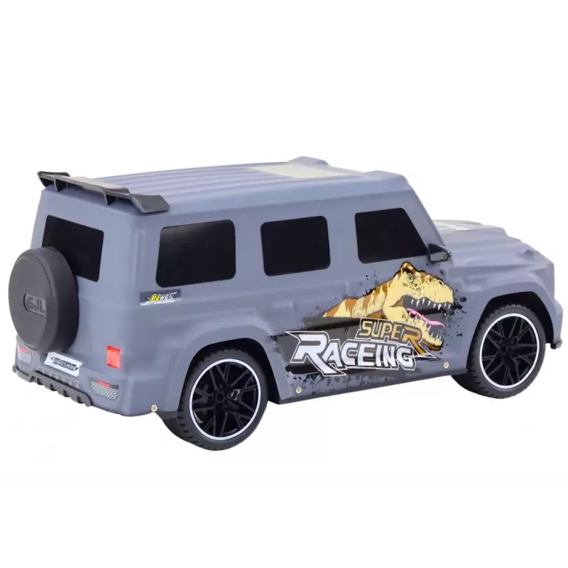 LEAN TOYS RC Samochód zdalnie sterowany z dinozaurem, skala 1:10, szary