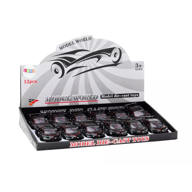 LEAN TOYS Samochód Sportowy 1:32 Figurka Akcji Spoiler Metal Czarny Dźwięki