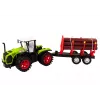 LEAN TOYS Ciągnik rolniczy z drewnianą przyczepą i 9 drzewkami Bali - Green Drive