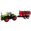 LEAN TOYS Ciągnik rolniczy z drewnianą przyczepą i 9 drzewkami Bali - Green Drive