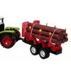 LEAN TOYS Ciągnik rolniczy z drewnianą przyczepą i 9 drzewkami Bali - Green Drive