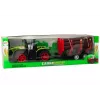 LEAN TOYS Ciągnik rolniczy z drewnianą przyczepą i 9 drzewkami Bali - Green Drive