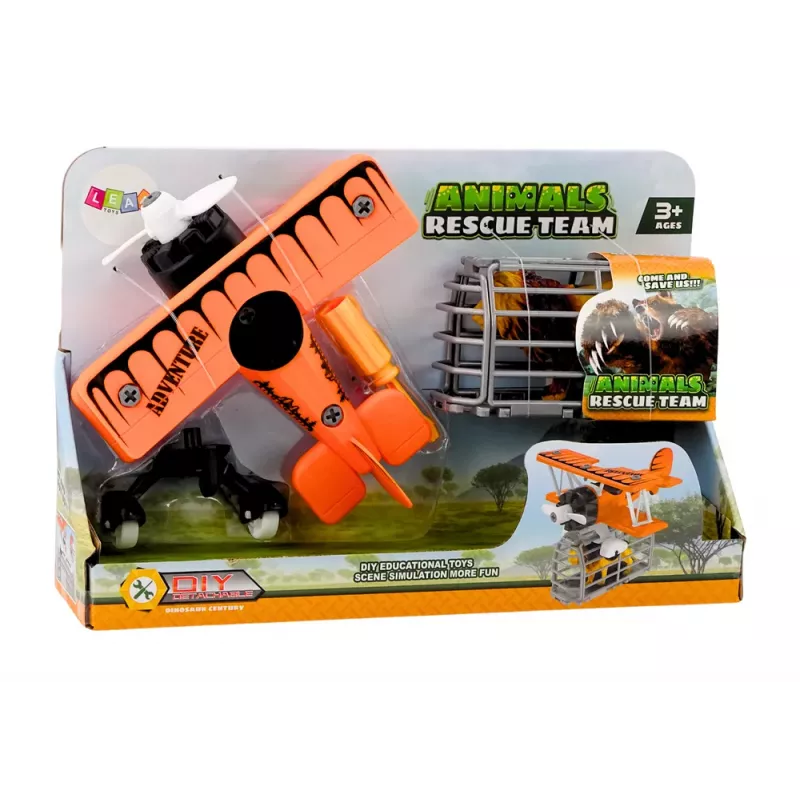 LEAN TOYS Samolot Transportowy z Klatką dla Zwierząt i Lwem z Odkręcanym Śrubokrętem