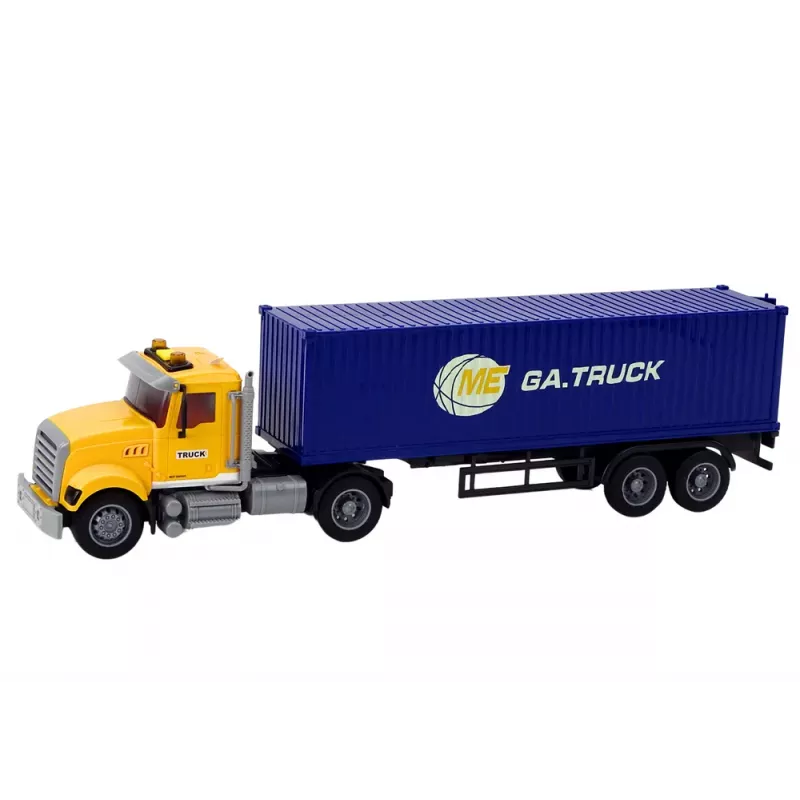 LEAN TOYS Ciężarówka Tir Naczepa Światła Dźwięki Napęd Żółty