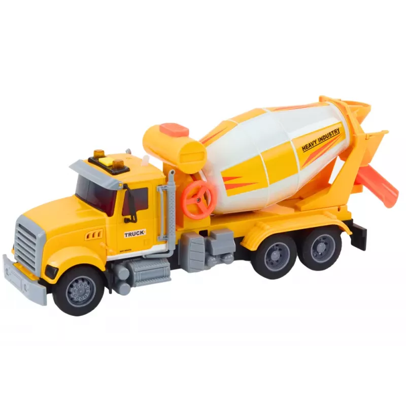 LEAN TOYS Żółta Betoniarka z Napędem Tarcowym, Efektami Świetlnymi i Dźwiękowymi