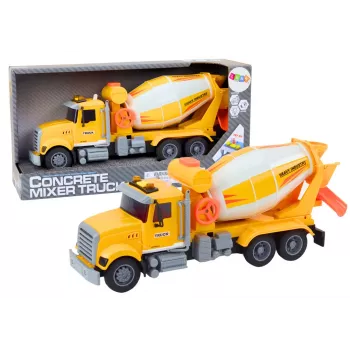 LEAN TOYS Żółta Betoniarka z Napędem Tarcowym, Efektami Świetlnymi i Dźwiękowymi
