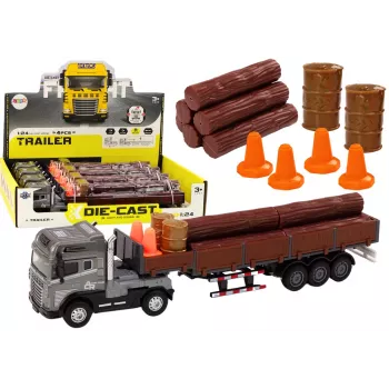LEAN TOYS Wood Truck Truck Trailer 1:24 Wood Logs Sounds Lights