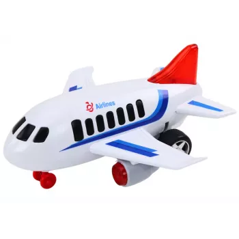 LEAN TOYS Samolot pasażerski ze światłami, dźwiękami i napędem - Biały