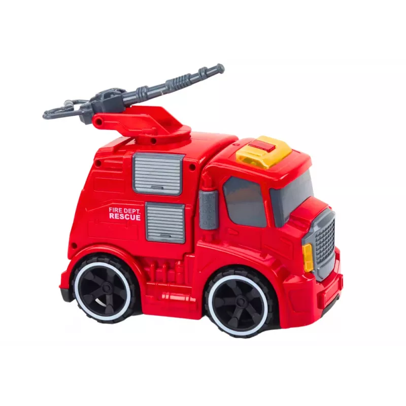 LEAN TOYS Fire Department Fire Truck Cannon Sounds Lights Drive Red