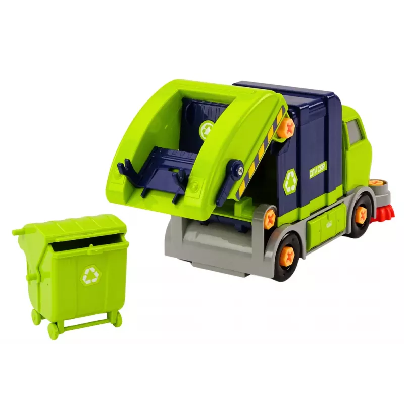 LEAN TOYS Śmieciarka Kreskówkowa Obrotowa Ruchoma DIY Granatowa
