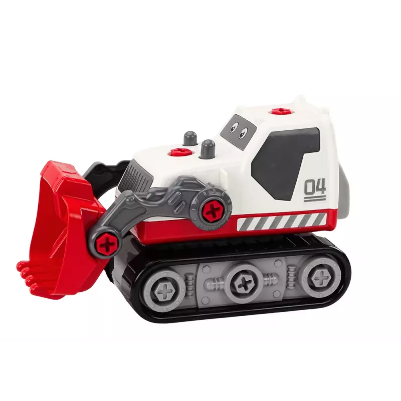 LEAN TOYS Koparka Gąsienicowa Kreskówkowa Do Skręcania DIY Biała