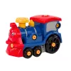 LEAN TOYS Zestaw klocków konstrukcyjnych DIY z obrotową lokomotywą z kreskówki, granatowy, 386 elementów