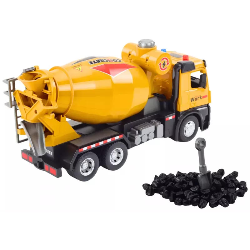 LEAN TOYS Żółta Betoniarka, Napęd Tarczowy, Światło i Dźwięk