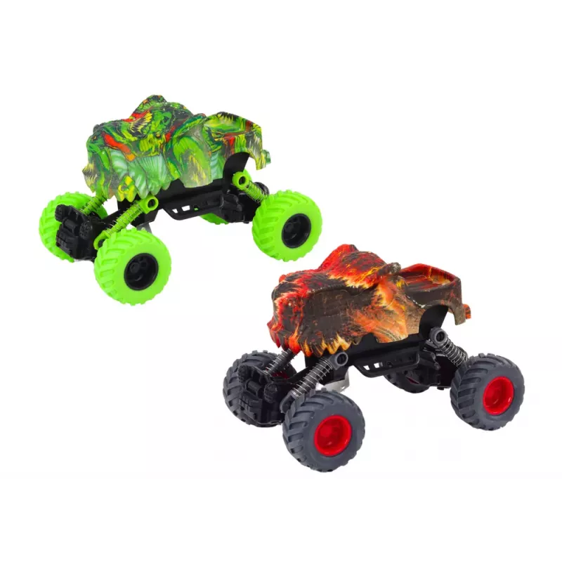 LEAN TOYS Samochód Dinozaur, Napęd Tarcia, Czerwony lub Zielony, Terenowy