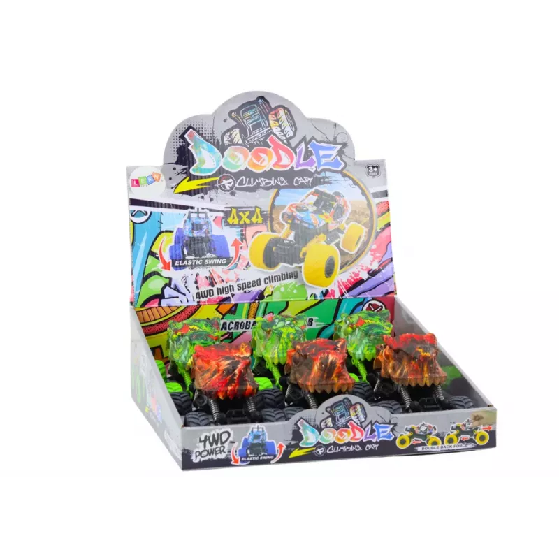 LEAN TOYS Samochód Dinozaur, Napęd Tarcia, Czerwony lub Zielony, Terenowy