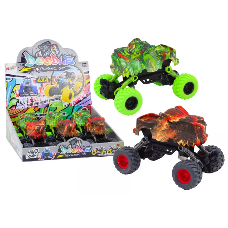 LEAN TOYS Samochód Dinozaur, Napęd Tarcia, Czerwony lub Zielony, Terenowy