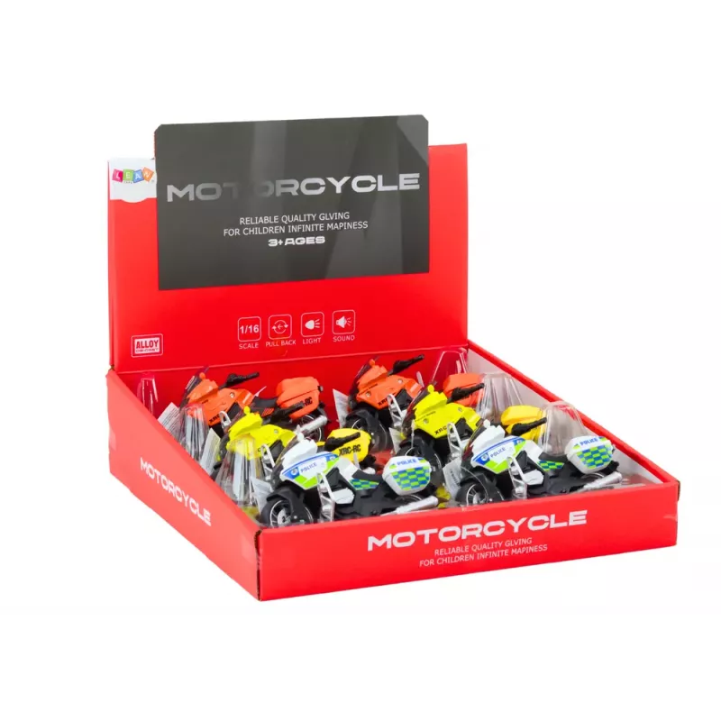LEAN TOYS Sports Motorcycle z Napędem Tarczowym 3 Wzory Żółty Pomarańczowy Biały