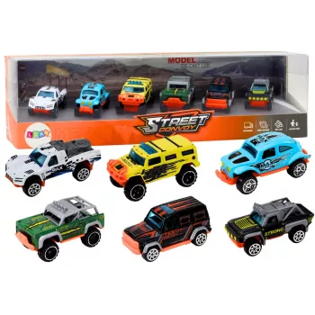 LEAN TOYS Zestaw metalowych samochodów terenowych 1:64, 6 sztuk