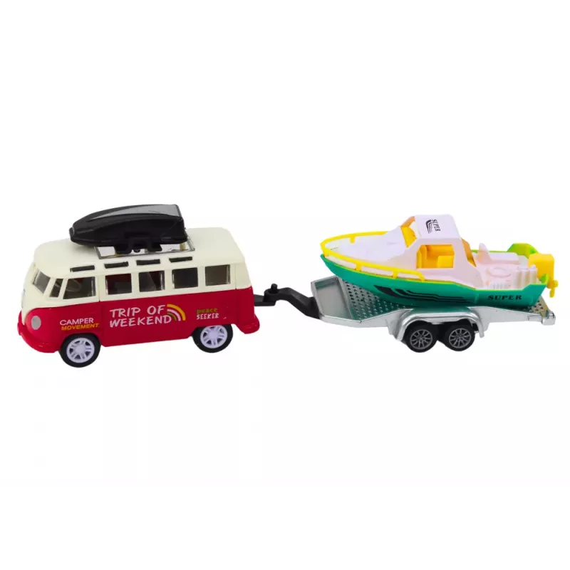 LEAN TOYS Samochód terenowy z łodzią lub helikopterem, napęd metalowy, skala 1:32, akcja pull-back, odlewane ciśnieniowo metalowe, różne kolory